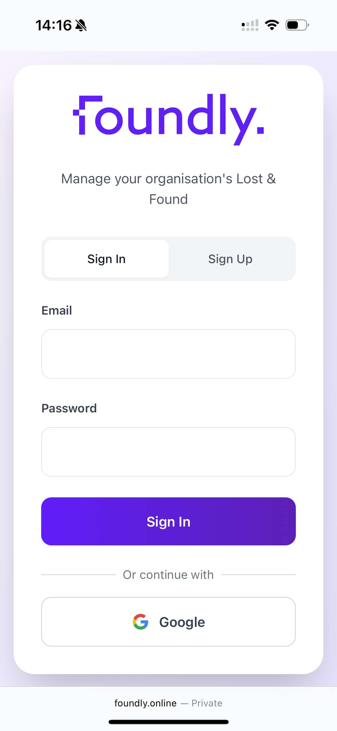 Foundly App Screenshot