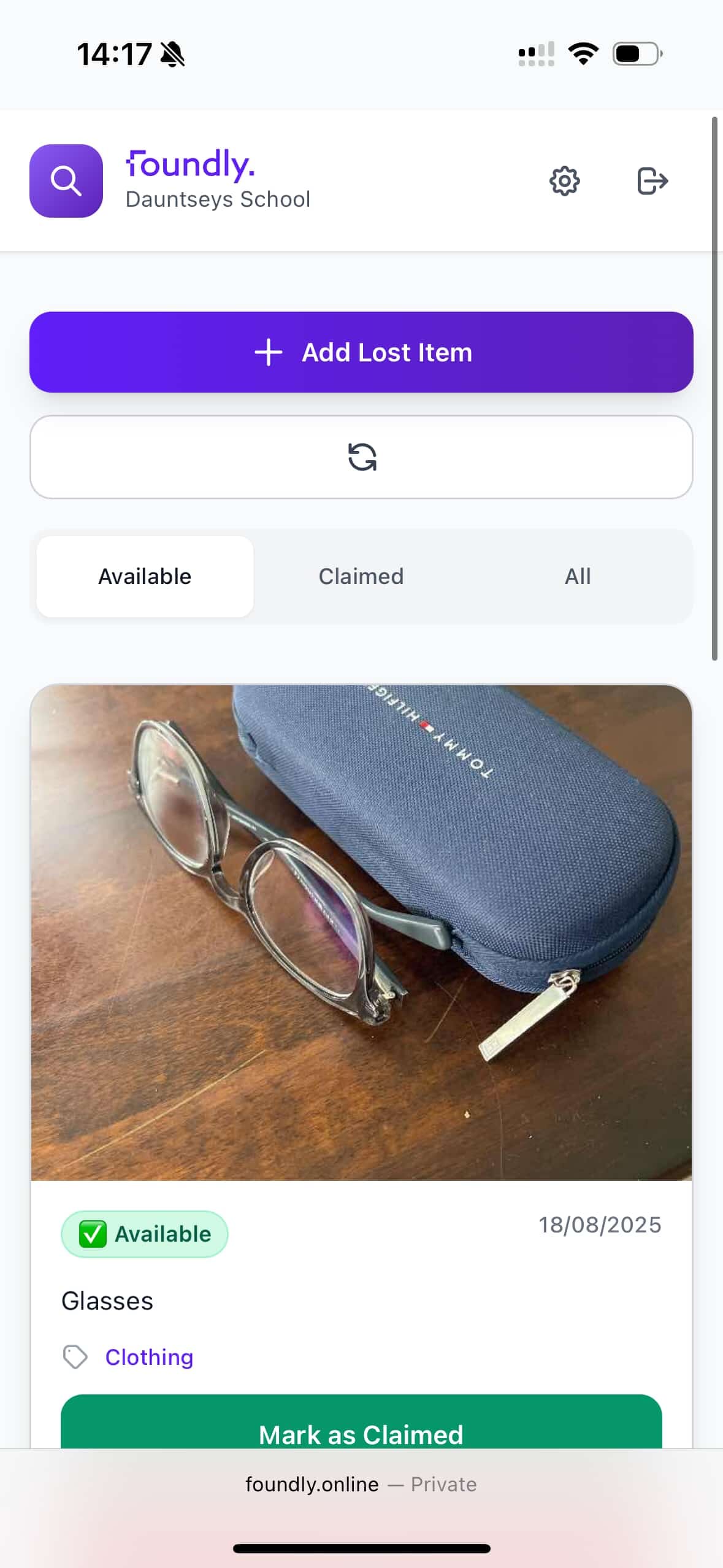 Foundly App Screenshot